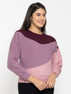 FEMEA Women Colourblocked Fleece Sweatshirt