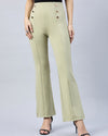 Women Solid Slim Fit Mid-Rise Bootcut Trousers