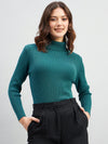 Ribbed High Neck Pullover Sweater