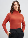 Ribbed High Neck Pullover Sweater