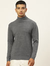 Men High Neck Solid Pullover