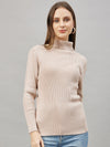 RVK Ribbed HighNeck Pure Cotton Pullover Sweater