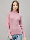 Ribbed High Neck Pullover Sweater