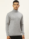 Men High Neck Solid Pullover