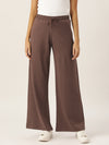 FEMEA Women Solid Wide Leg Track Pants