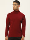 Men High Neck Solid Pullover