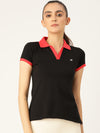 FEMEA Women  Solid Polo Collar T-shirt