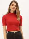 FEMEA Women Solid Cotton Crop Top