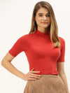 FEMEA Women Solid Cotton Crop Top