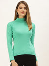 Femea Women Solid Turtle Neck Pure Cotton Top