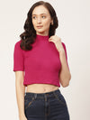 FEMEA Women Solid Cotton Crop Top