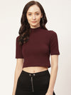 FEMEA Women Solid Cotton Crop Top