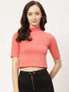 FEMEA Women Solid Cotton Crop Top