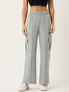 Femea Women Solid Cargo Wide Leg Track Pants