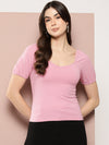 FEMEA Sweetheart Neck Puff Sleeves Cotton Top