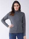 RVK Women Ribbed Acrylic Pullover Sweater