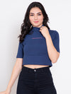 FEMEA Women extended sleeves Solid Crop Top