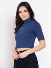 FEMEA Women extended sleeves Solid Crop Top