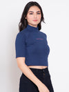 FEMEA Women extended sleeves Solid Crop Top