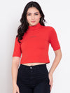 FEMEA Women extended sleeves Solid Crop Top