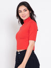 FEMEA Women extended sleeves Solid Crop Top