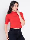 FEMEA Women extended sleeves Solid Crop Top