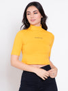 FEMEA Women extended sleeves Solid Crop Top