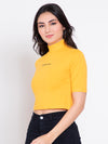 FEMEA Women extended sleeves Solid Crop Top