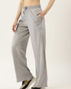 FEMEA Women Solid Wide Leg Track Pants