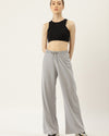 FEMEA Women Solid Wide Leg Track Pants