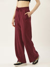 FEMEA Women Solid Wide Leg Track Pants