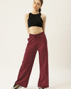 FEMEA Women Solid Wide Leg Track Pants