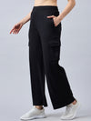 Femea Women Solid Cargo Wide Leg Track Pants