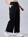 Femea Women Solid Cargo Wide Leg Track Pants