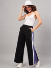 FEMEA Women Solid Side Stripes Cotton Wide Leg Track Pants