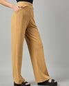 FEMEA Women Mid Rise Flared Parallel Trousers