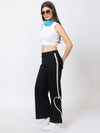 Femea Women solid Side Bottom Designed Wide Leg Track Pants