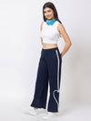 Femea Women solid Side Bottom Designed Wide Leg Track Pants