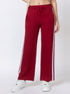 Femea Women solid Wide Leg Track Pants with side taping detail