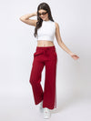 Femea Women solid Wide Leg Track Pants with side taping detail