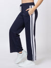 Femea Women solid Wide Leg Track Pants with side taping detail