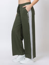 Femea Women solid Wide Leg Track Pants with side taping detail