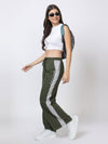 Femea Women solid Wide Leg Track Pants with side taping detail