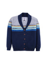 RVK Boys Striped Shawl Collar Cotton Cardigan