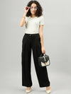 Femea Women Flared High-Rise Pleated Parallel Trousers