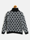 RVK Girls Geometric Printed High Neck Pullover Sweater