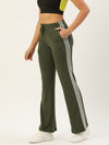 Femea Women Slim Fit Flared Track Pants With Side Taping Detail