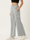 Femea Women Solid Cargo Wide Leg Track Pants