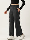 Femea Women Solid Cargo Wide Leg Track Pants