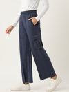 Femea Women Solid Cargo Wide Leg Track Pants